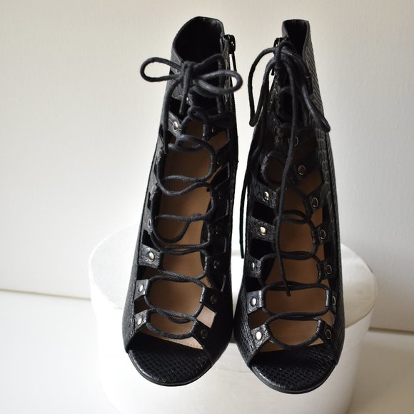 Asos Peep Toe Shoe Boots Black - Picture 3 of 8